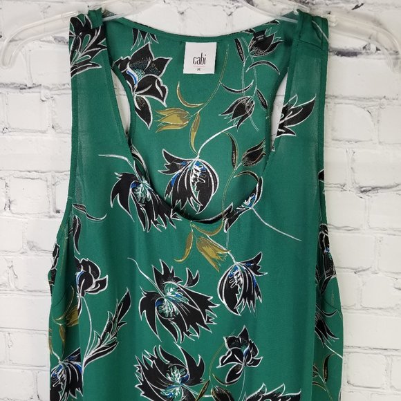 Cabi #3276 • Green Floral Peplum Tank Blouse • Size Medium - Picture 3 of 10